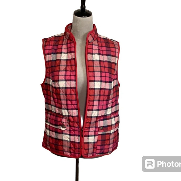Appleseeds SZ MP Vest quilted plaid pink sporty preppy athletic vibrant … - Picture 2 of 9